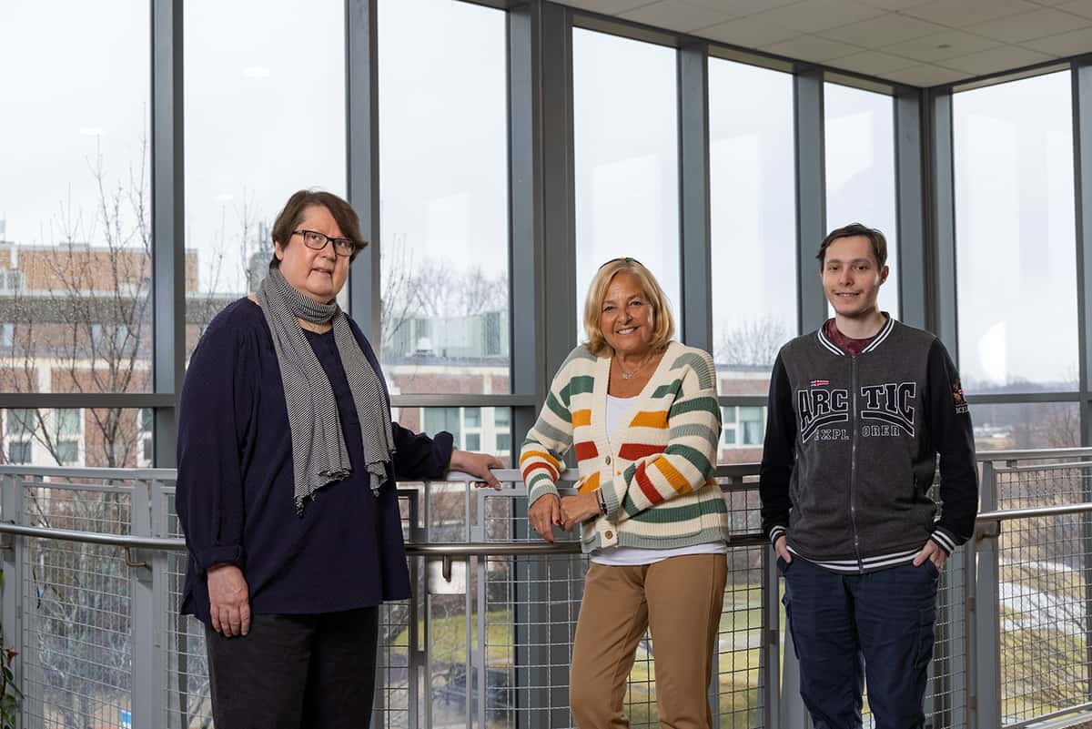 English Professor Corinne Blackmer, director of Judaic Studies; Rabbi Barbara Paris; and senior Nathaniel Gross