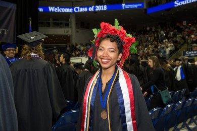 Graduate at commencement
