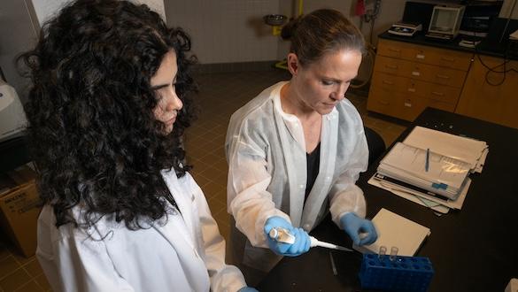 Behavioral neuroscience lab with two a teacher and student